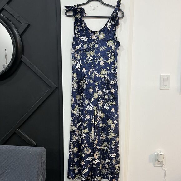 Earthbound Pants - Earthbound Trading Co Floral Velvet Tie Wide Leg Jumpsuit Size Small